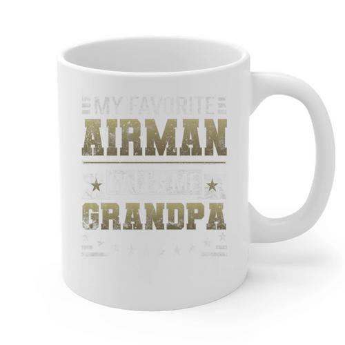 My Favorite Airman Calls Me Grandpa Airman Graduation Premium Graphic Print Coffee Mug - Best Gift Smart