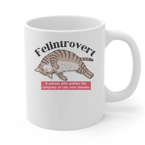Felinetrovert CAT Lover Kitten CATS Funny Meme Introvert Pet Graphic Print Coffee Mug - Raresse