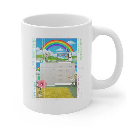 Frutiger Aero Aesthetic Rainbow Glitch Art Graphic Print Coffee Mug - Figerry
