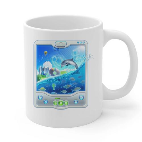 Frutiger Aero Skeuomorphism User Interface Nostalgia Premium Tri-Blend Graphic Print Coffee Mug - Figerry