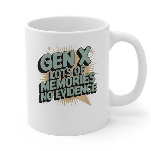 Gen X Lots Of Memories No Evidence Nostalgia Throwback Quote Premium Tri-Blend Graphic Print Coffee Mug - Figerry