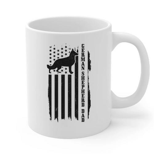 German Shepherd Dad Vintage Flag Patriotic Dog Graphic Print Coffee Mug - Father's Day Fun