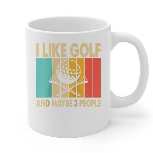 I Like Golf And Maybe 3 People Introvert Raglan Baseball Tee Graphic Print Coffee Mug - Raresse