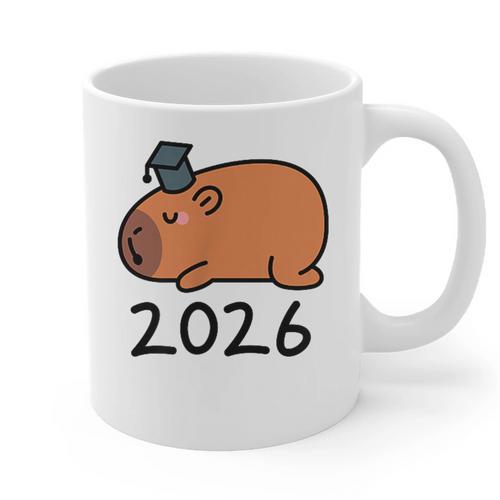 Grad Class Of 2026 Capybara Graduation Graduated Kids Graphic Print Coffee Mug - Best Gift Smart