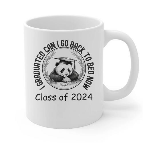 I Graduated Can I Go Back To Bed Now 2024 Graduation Panda Graphic Print Coffee Mug - Best Gift Smart