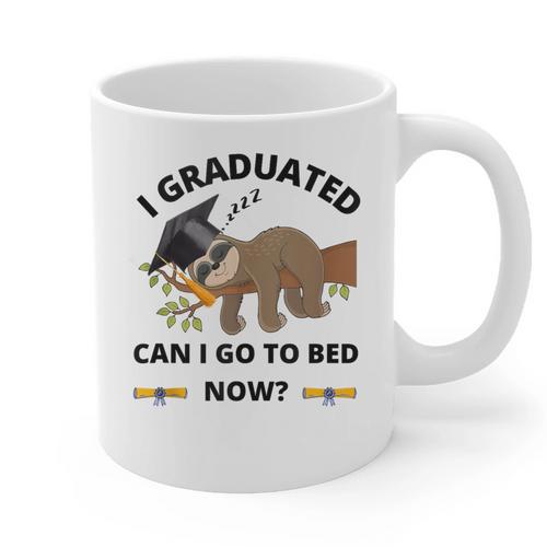 I Graduated Can I Go Back To Bed Sloth Graduation Cap Graphic Print Coffee Mug - Best Gift Smart