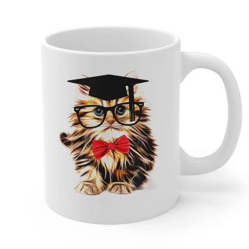 Graduation Cat Class Of 2023 Graphic Print Coffee Mug - Best Gift Smart