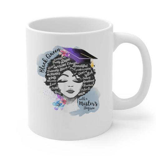 Graduation Masters Degree Woman Queen Graduate 2025 Graphic Print Coffee Mug - Best Gift Smart