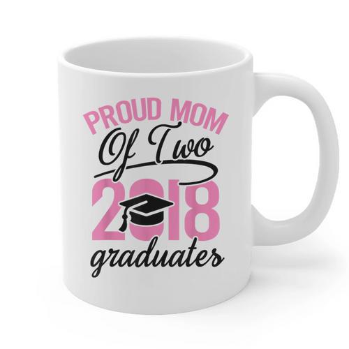 Graduation Shirt For Mom With Twins Proud Mom Of Two Graphic Print Coffee Mug - Best Gift Smart