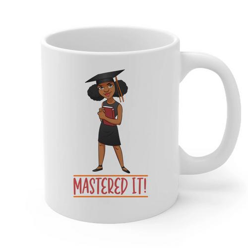 Graduation Woman Tshirt Black Melanin Masters Degree Graphic Print Coffee Mug - Best Gift Smart