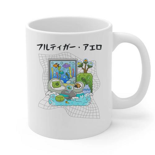 Grass Fun UI UX Er Computer Retro Fish Frutiger Aero Premium Tri-Blend Graphic Print Coffee Mug - Figerry