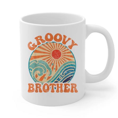 Groovy Brother 70s Aesthetic Nostalgia 1970's Retro Brother Graphic Print Coffee Mug - Figerry