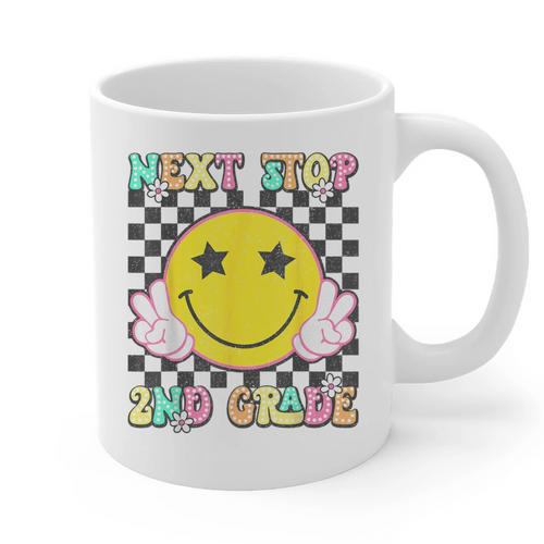 Groovy Next Stop 2nd Grade 1st Grade Graduation 2025 Graphic Print Coffee Mug - Best Gift Smart