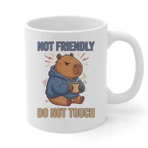 Grouchy Capybara Not Friendly Do Not Touch Introvert Premium Tri-Blend Graphic Print Coffee Mug - Raresse
