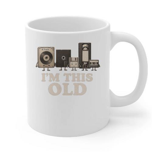 I’m This Old Retro Tech Nostalgia For 70s 80s Premium Tri-Blend Graphic Print Coffee Mug - Figerry