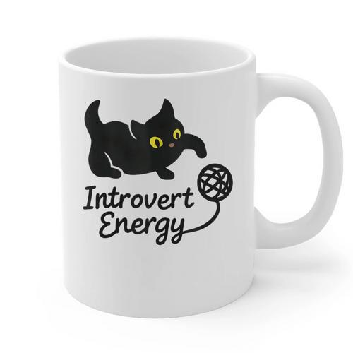 Introvert Energy Cat Love Cat Meme Graphic Print Coffee Mug - Raresse