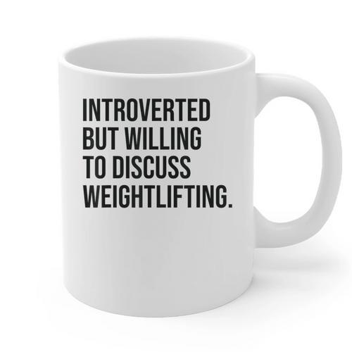 Introverted Weightlifter Gym Weightlifting Introvert Graphic Print Coffee Mug - Raresse