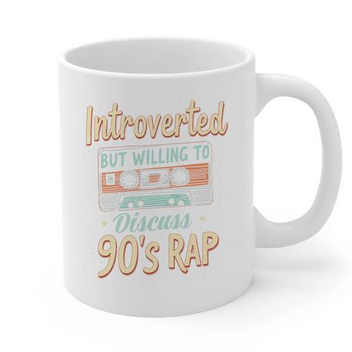 Introverted But Willing To Discuss 90s Rap Premium Tri-Blend Graphic Print Coffee Mug - Raresse