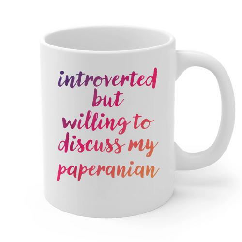Introverted Willing To Discuss Paperanian Introvert Graphic Print Coffee Mug - Raresse