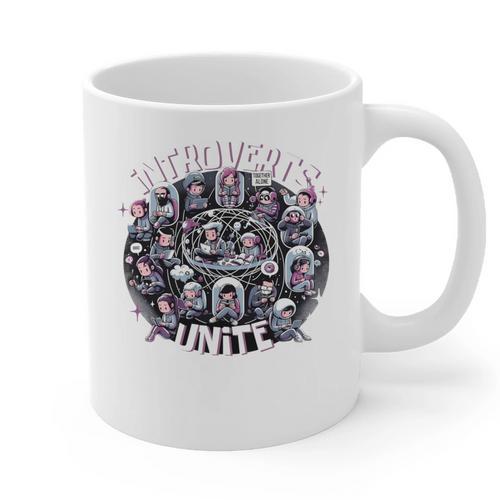 Introverts Unite Quirky Solitude Graphic Print Coffee Mug - Raresse