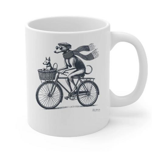 Italian Greyhound Whippet Bicycle Cycling Dog Mom Iggy Dad Graphic Print Coffee Mug - Father's Day Fun