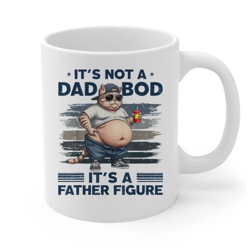 It's Not A Dad Bod It's Father Figure Fat Cat Vintage Graphic Print Coffee Mug - Father's Day Fun