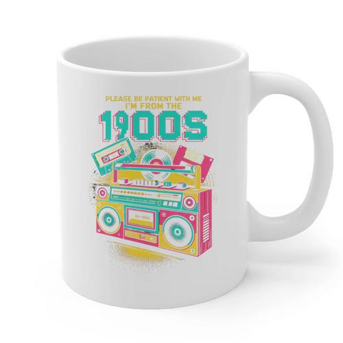 Joke 90s Please Be Patient With Me I'm From The 1900s Premium Tri-Blend Graphic Print Coffee Mug - Figerry
