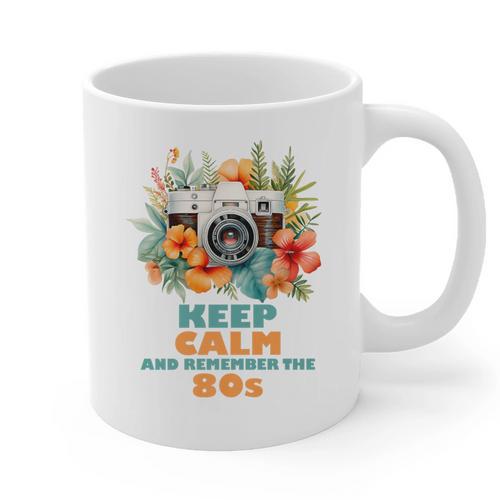 Keep Calm And Remember The 80s Retro Vintage Nostalgia Premium Graphic Print Coffee Mug - Figerry