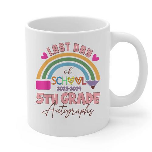 Last Day Of School Autograph 5th Grade Graduation Boys Girls Graphic Print Coffee Mug - Best Gift Smart