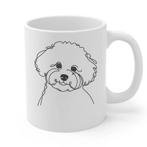 Line Art Dad Mom Dog Bichon Frise Graphic Print Coffee Mug - Father's Day Fun