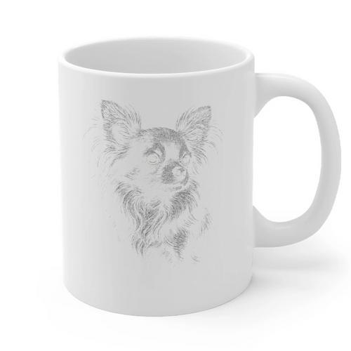 Long Haired Chihuahua Dog For Men Women Dog Mom Dad Graphic Print Coffee Mug - Father's Day Fun