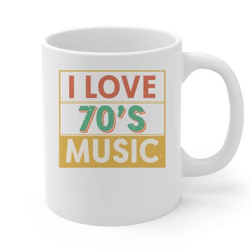I Love 70's Music Retro Style Nostalgia Vibe 1970 70's Party Graphic Print Coffee Mug - Figerry