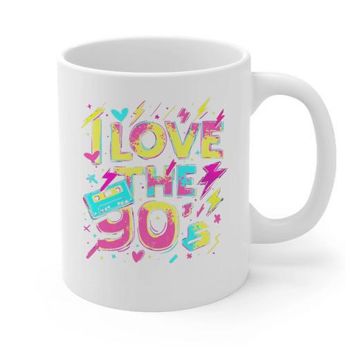 I Love The 90'S 90s Retro Nostalgia Premium Tri-Blend Graphic Print Coffee Mug - Figerry