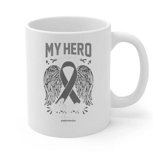 Melanoma Skin Cancer Hero Angel Memory Support Family Graphic Print Coffee Mug - Easessy