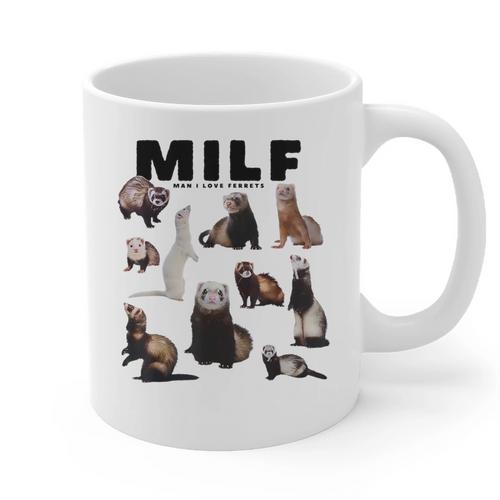 MILF Man I Love Ferrets Ferret Mom Dad Ferret Owner Graphic Print Coffee Mug - Father's Day Fun