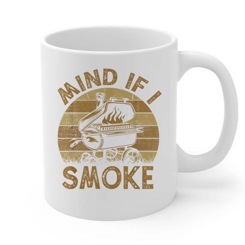Mind If I Smoke BBQ Barbeque Grilling Chef Dad Graphic Print Coffee Mug - Father's Day Fun