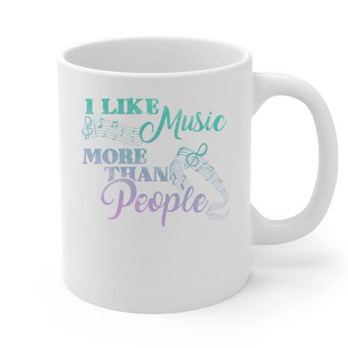 I Like Music More Than People Introvert Music Lover INTP Pun Graphic Print Coffee Mug - Raresse