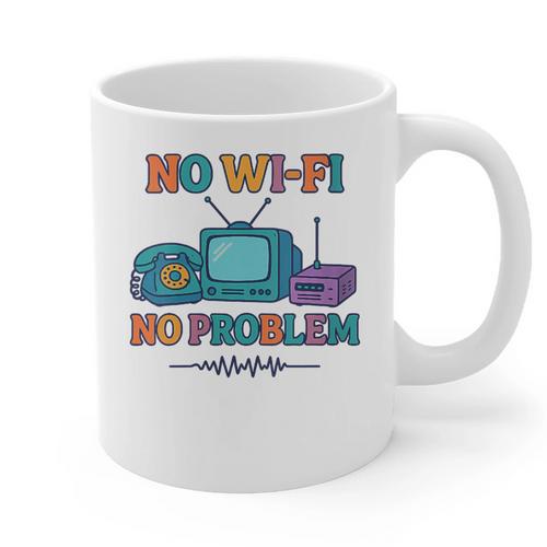 No Wi-Fi No Problem – Retro Dial Up Tech Nostalgia Graphic Print Coffee Mug - Figerry
