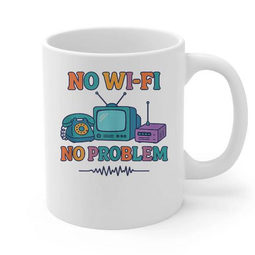 No Wi-Fi No Problem – Retro Dial Up Tech Nostalgia Graphic Print Coffee Mug - Figerry