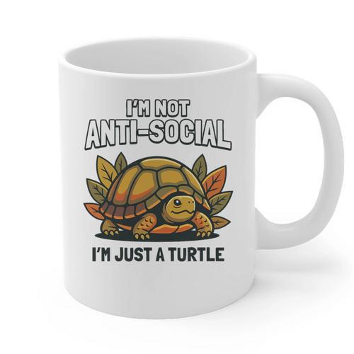 Not Anti Social Im Just A Turtle Sarcastic Introvert Humor Premium Tri-Blend Graphic Print Coffee Mug - Raresse
