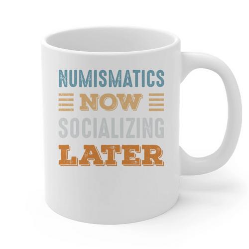 Numismatics Now Minimal Socializing Introvert Vintage Graphic Print Coffee Mug - Raresse