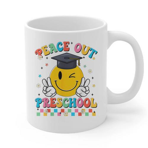Peace Out Preschool Graduation Last Day Teachers Boys Girls Graphic Print Coffee Mug - Best Gift Smart