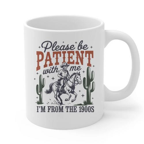 Please Be Patient I'm From The 1900s Cowboy Skeleton Graphic Print Coffee Mug - Figerry