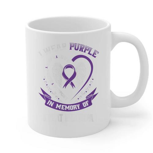 Purple In Memory Of My Great Grandpa Alzheimers Back Graphic Graphic Print Coffee Mug - Easessy