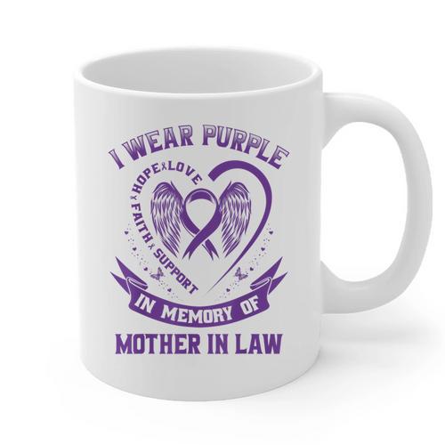 Purple In Memory Of My Mother In Law Alzheimers Awareness Graphic Print Coffee Mug - Easessy