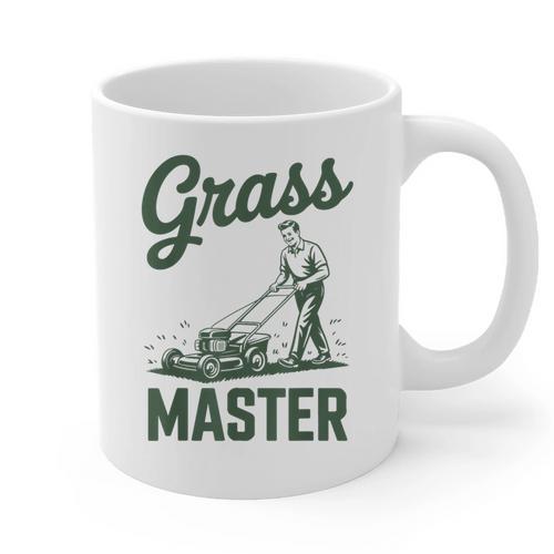 Push Lawn Mower Legend Grass Master Dad Mowing Graphic Print Coffee Mug - Father's Day Fun