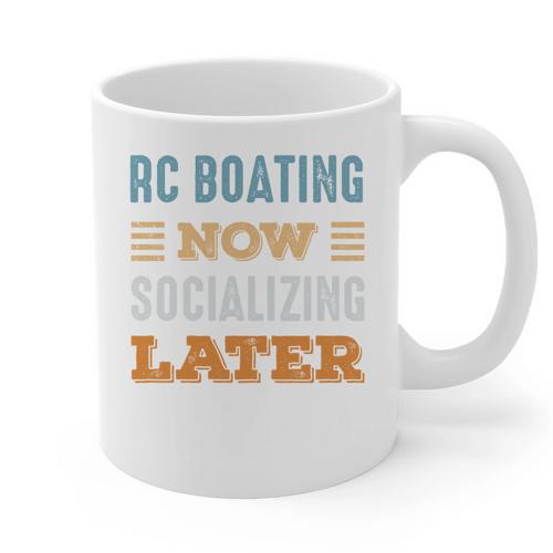 RC Boating Now Minimal Socializing Introvert Vintage Graphic Print Coffee Mug - Raresse