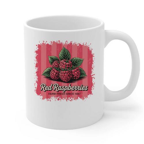 Red Raspberries Farm Fresh Since 1987 Nostalgia Graphic Print Coffee Mug - Figerry