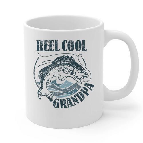 Reel Cool Grandpa Fishing Dad Father's Day Fisherman Graphic Print Coffee Mug - Father's Day Fun