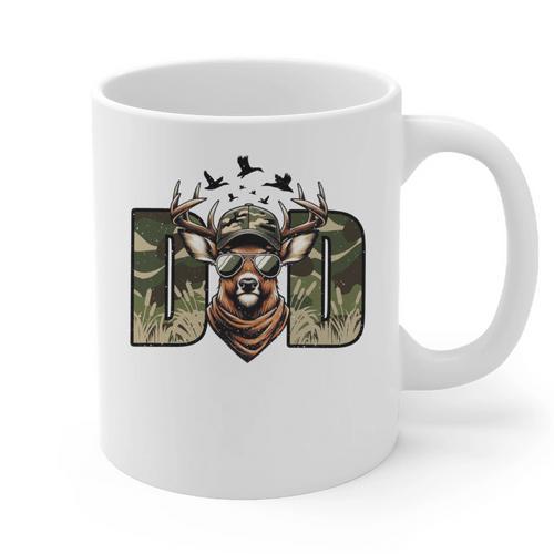Retro Camo Dad Hunting Camouflage Deer Matching Graphic Print Coffee Mug - Father's Day Fun